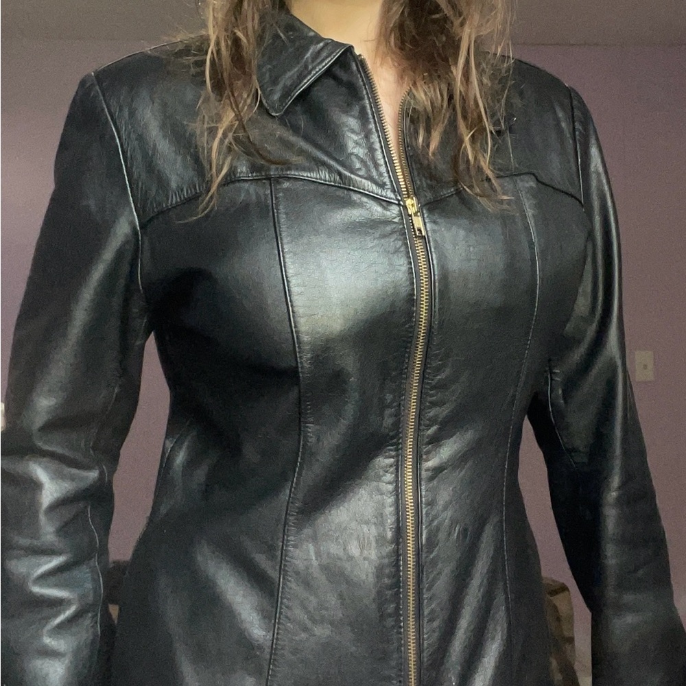 Genuine Leather Guess Black Jacket